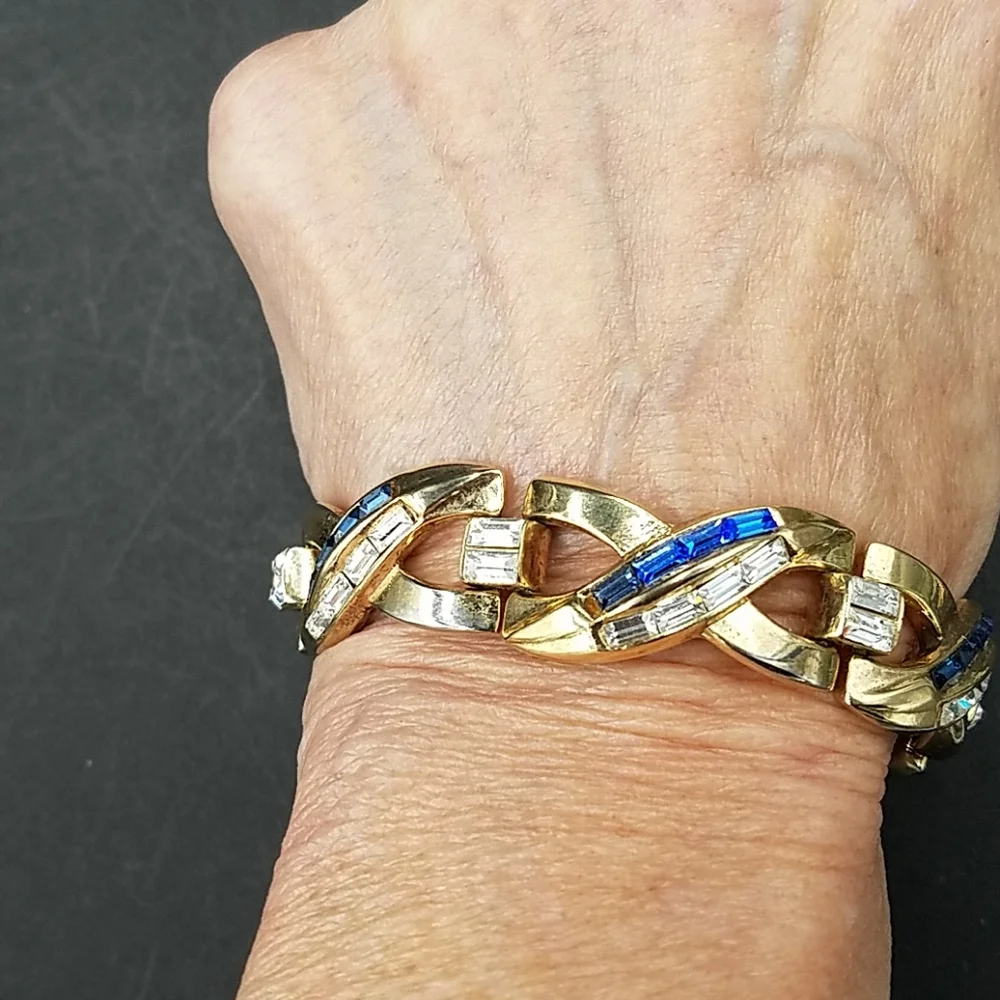 Jewels by Trifari 1953 Sapphire Baguette Rhinestone Bracelet